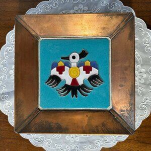 Zuni Thunderbird copper framed tile tray